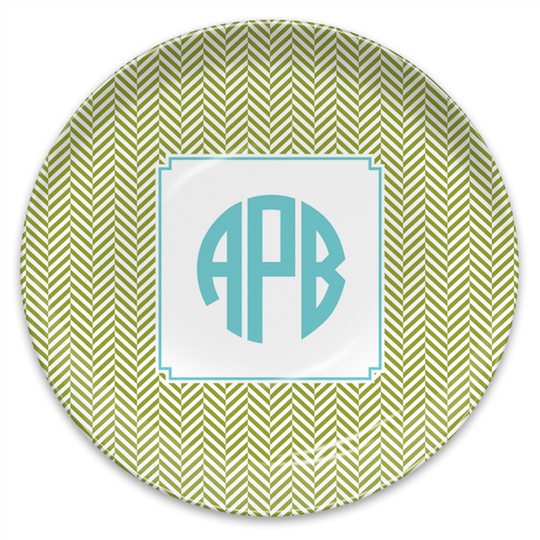 Jungle Herringbone Melamine Plate